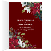 メリークリスマスフェイク金ゴールド冬花模様ノールカード (内側 (右))