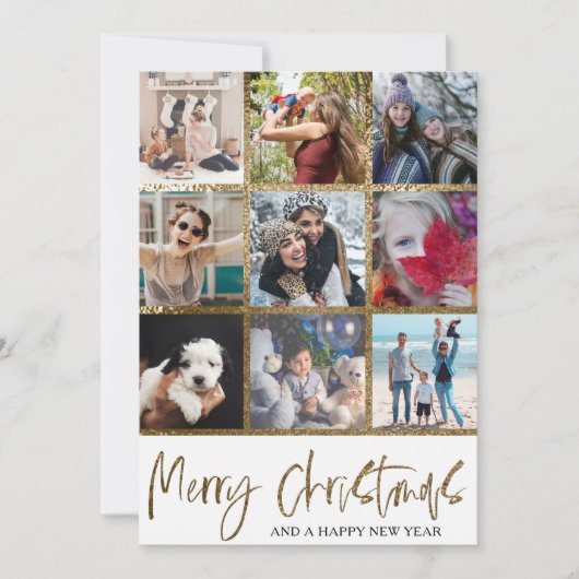 メリークリスマスフェイク金ゴールド数々の写真 シーズンカード (正面)