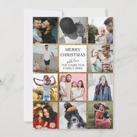 メリークリスマスフェイク金ゴールド数々の写真 シーズンカード (裏面)