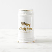 メリークリスマスフェイク金ゴールド文字エレガントタイポグラフィ ビールジョッキ (中央)