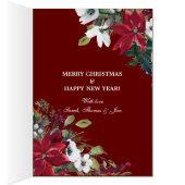 メリークリスマスフェイク金ゴールド花模様ジンルカード (内側 (右))