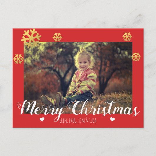 メリークリスマスフェイク金ゴールド雪 シーズンポストカード (正面)