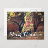 メリークリスマスフェイク金ゴールド雪 シーズンポストカード (正面/裏面)