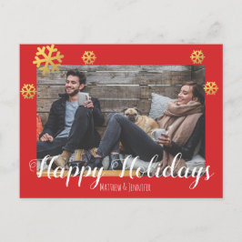 メリークリスマスフェイク金ゴールド雪 シーズンポストカード