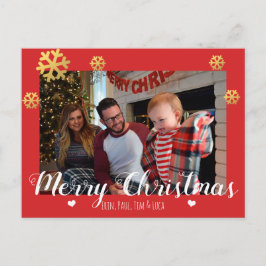 メリークリスマスフェイク金ゴールド雪 シーズンポストカード