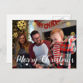 メリークリスマスフェイク金ゴールド雪 シーズンポストカード (正面/裏面)