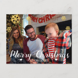 メリークリスマスフェイク金ゴールド雪 シーズンポストカード