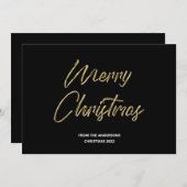 メリークリスマスフェイク金箔とブラック シーズンカード (正面/裏面)