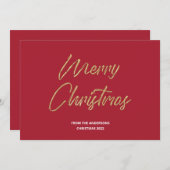 メリークリスマスフェイク金箔と赤 シーズンカード (正面/裏面)