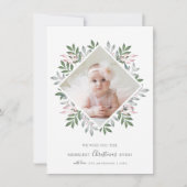 メリークリスマスフェスティバルの葉のリース写真 シーズンカード (正面)