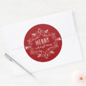 メリークリスマスフェスティバルの葉デコフレームホリデー ラウンドシール (封筒)