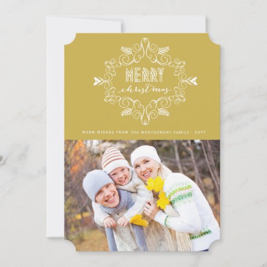 メリークリスマスフェスティバルの葉デコフレーム写真 シーズンカード (正面)