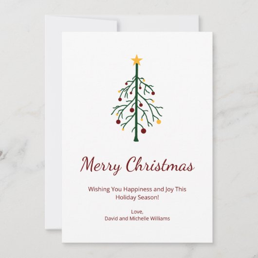 メリークリスマスフェスティバルエバーグリーンツリーレトロ シーズンカード (正面)