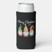 メリークリスマスフェスティバルカラフル格言ブラック スリム缶クーラー (Seltzer正面)