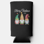 メリークリスマスフェスティバルカラフル格言ブラック スリム缶クーラー (正面)