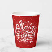 メリークリスマスフェスティバルクラシック赤と白 紙コップ (正面)