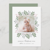 メリークリスマスフェスティバルグリーンリー写真立て シーズンカード (正面/裏面)