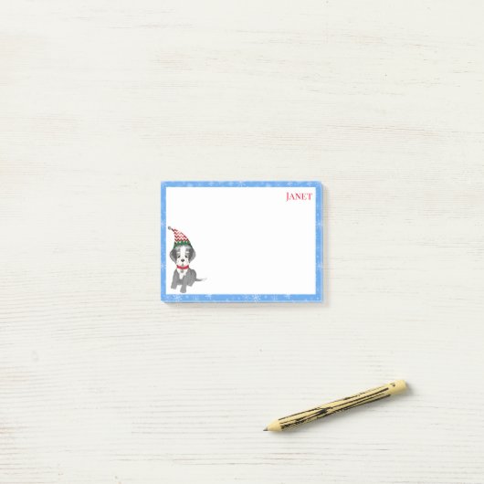 メリークリスマスフェスティバルシュナウザーパピー名 ポストイット (デスク上)