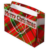 メリークリスマスフェスティバルタータンチェックパターンレッドグリーン ラージペーパーバッグ (裏面アングル)