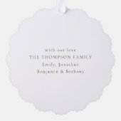 メリークリスマスフェスティバルツリーセージのスクリプト オーナメントカード (裏面)