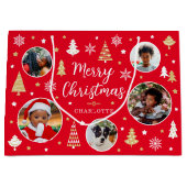 メリークリスマスフェスティバルツリー写真名Red ラージペーパーバッグ (正面)