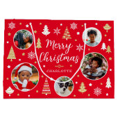 メリークリスマスフェスティバルツリー写真名Red ラージペーパーバッグ (裏面)