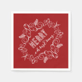 メリークリスマスフェスティバルデコホリデーパーティー スタンダードカクテルナプキン (正面)