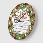 メリークリスマスフェスティバルデザイン ラージ壁時計 (傾斜)