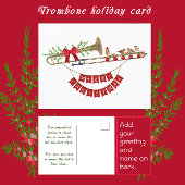 メリークリスマスフェスティバルトロンボーンとかわいい鳥 シーズンポストカード
