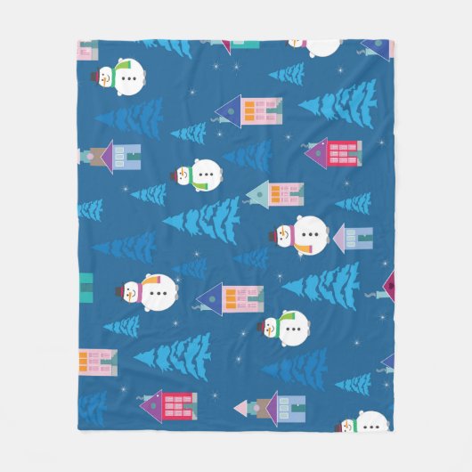 メリークリスマスフェスティバルパターンデザイン フリースブランケット (正面)