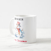 メリークリスマスフェスティバルパーソナライズされた雪だるま コーヒーマグカップ (正面左)