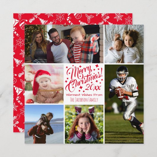 メリークリスマスフェスティバルファミリーフォトコラージュ シーズンカード (正面/裏面)