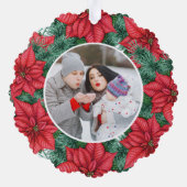 メリークリスマスフェスティバルフローラ名前をカスタムする写真 オーナメントカード (裏面)