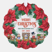 メリークリスマスフェスティバルフローラ名前をカスタムする写真 オーナメントカード (正面)