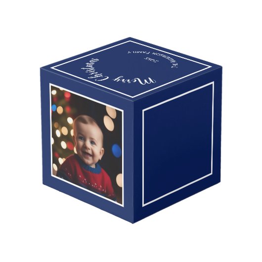 メリークリスマスフェスティバルブルーカスタムの写真 フォトキューブ (裏面アングル)