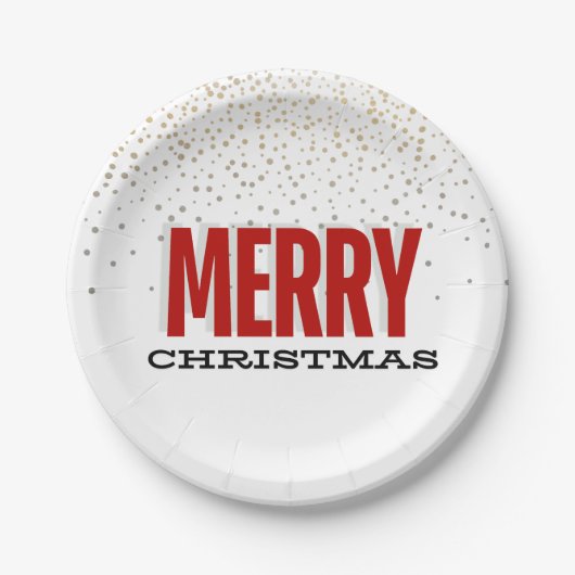 メリークリスマスフェスティバルプレートシルバー金ゴールド詳細 ペーパープレート (正面)
