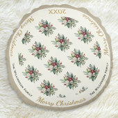 メリークリスマスフェスティバルホリデーウォーターカラーフローラ ラウンドクッション