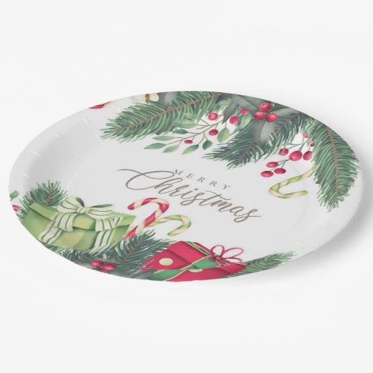 メリークリスマスフェスティバルホリデーギフトデザイン ペーパープレート (アングル)