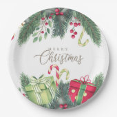 メリークリスマスフェスティバルホリデーギフトデザイン ペーパープレート (正面)