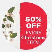 メリークリスマスフェスティバルホリデーギフトデザイン ラウンドシール (正面)