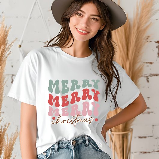 メリークリスマスフェスティバルホリデーズモダンタイポグラフィ トライブレンドＴシャツ