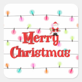 メリークリスマスフェスティバルホリデーライツウィズサンタ スクエアシール