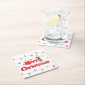 メリークリスマスフェスティバルホリデーライツウィズサンタ スクエアペーパーコースター (インサイチュ)