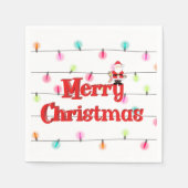 メリークリスマスフェスティバルホリデーライツウィズサンタ スタンダードカクテルナプキン (正面)