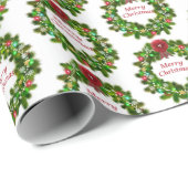 メリークリスマスフェスティバルホリデーリースパターン ラッピングペーパー (ロールコーナー)