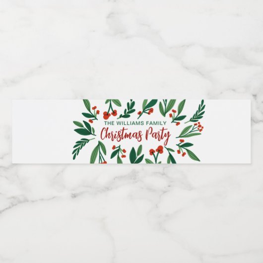 メリークリスマスフェスティバルホリーベリパーソナライズされたー ペットボトルラベル (シングルラベル)