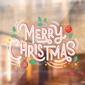 メリークリスマスフェスティバルボールホリデービーズストア ウィンドウサイン (シート2)