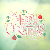 メリークリスマスフェスティバルボールホリデービーズストア ウィンドウサイン (シート3)