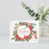 メリークリスマスフェスティバルポインセチアリース シーズンポストカード (スタンド正面)