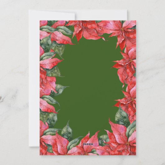 メリークリスマスフェスティバルポインセチア家族写真 シーズンカード (裏面)